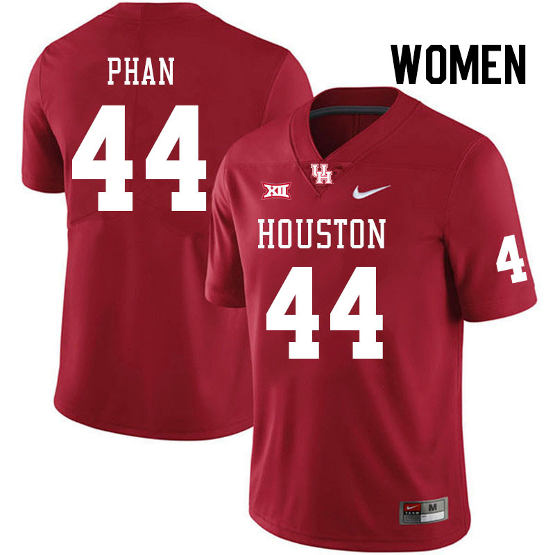 Women #44 Brandon Phan Houston Cougars College Football Jerseys Stitched Sale-Red